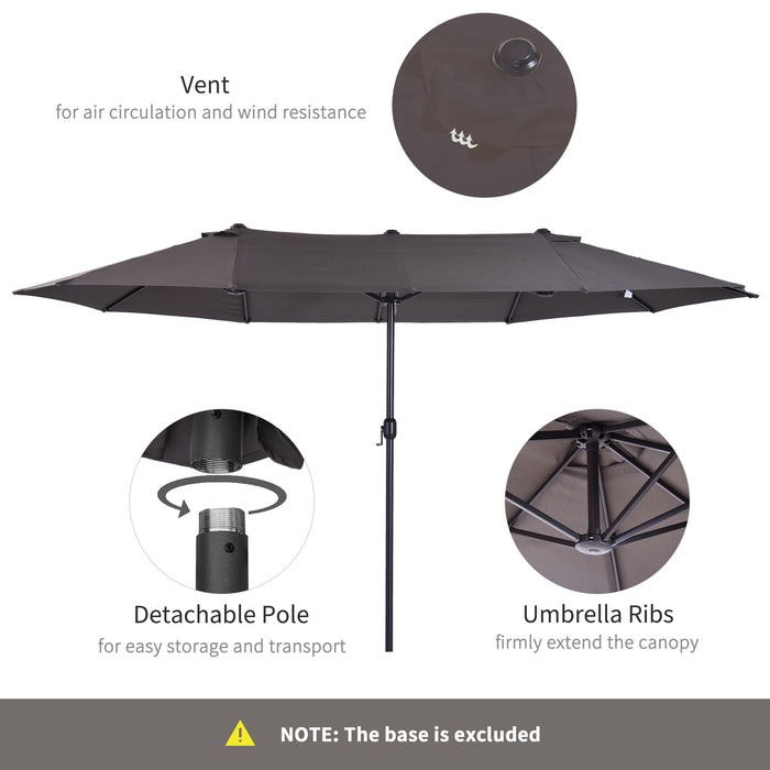 4.6m Garden Parasol Double-Sided Sun Umbrella Patio Market Shelter Canopy Shade Outdoor Grey - NO BASE