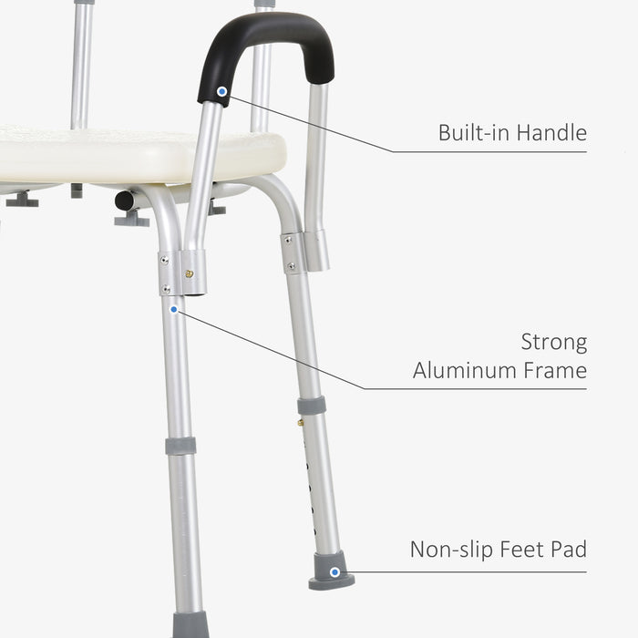 Adjustable Shower Chair, Shower Seat, Portable Medical Stool with Adjustable Back and Armrest for Mobility