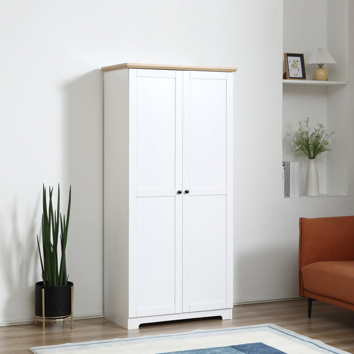 172cm Wooden Storage Cabinet Cupboard With 2 Doors 4 Shelves White Pantry Closet