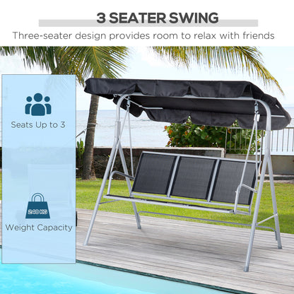 3 Seater Patio Swing Chair Garden Hammock Bench Rock Shelter Shade Metal Black
