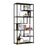 Wood Shelf Bookcase Industrial Style Stand 6-Staggered Shelf Living Room Display Rack Organiser