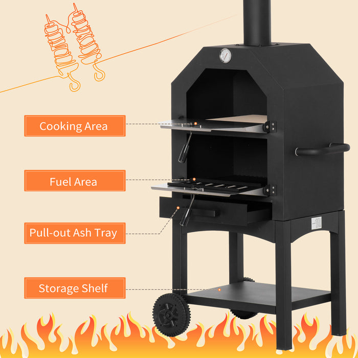 3-Tier Pizza Oven Grill with Chimney