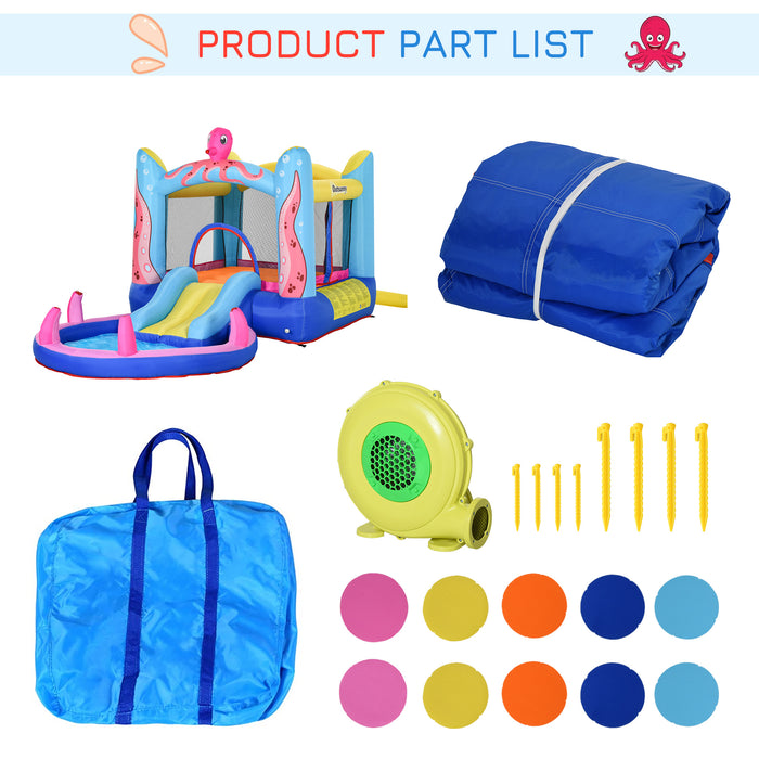 Play Bounce Castle Inflatable Trampoline Slide Pool Octopus Design 3.8 x 2 x 1.8m