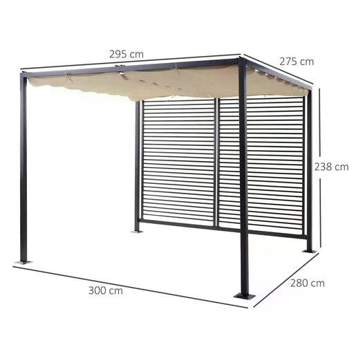 Outsunny 2.8 x 3(m) Metal Pergola Gazebo Patio Sun Shade Shelter Retractable Canopy Marquee Party BBQ Tent