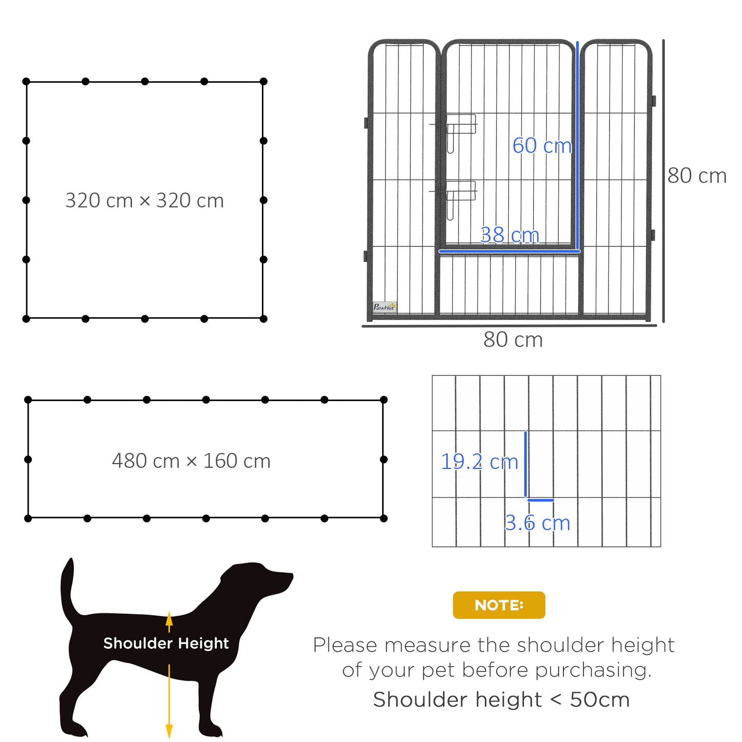 Heavy Duty Puppy Play Pen, 16 Panels Pet Exercise Pen for Indoors, Outdoors, Pet Playpen for Small, Medium Dogs, 80Hcm