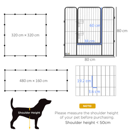 Heavy Duty Puppy Play Pen, 16 Panels Pet Exercise Pen for Indoors, Outdoors, Pet Playpen for Small, Medium Dogs, 80Hcm