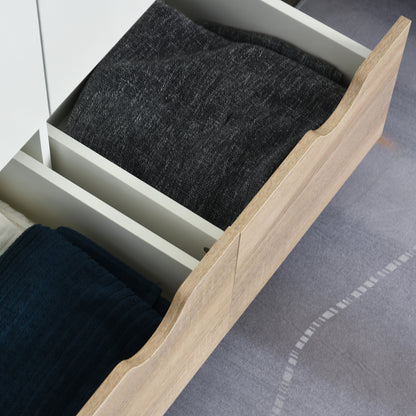 ELEGANT Wardobe: Fresh white in colour, with wood-effect bottom drawers for a complementary look