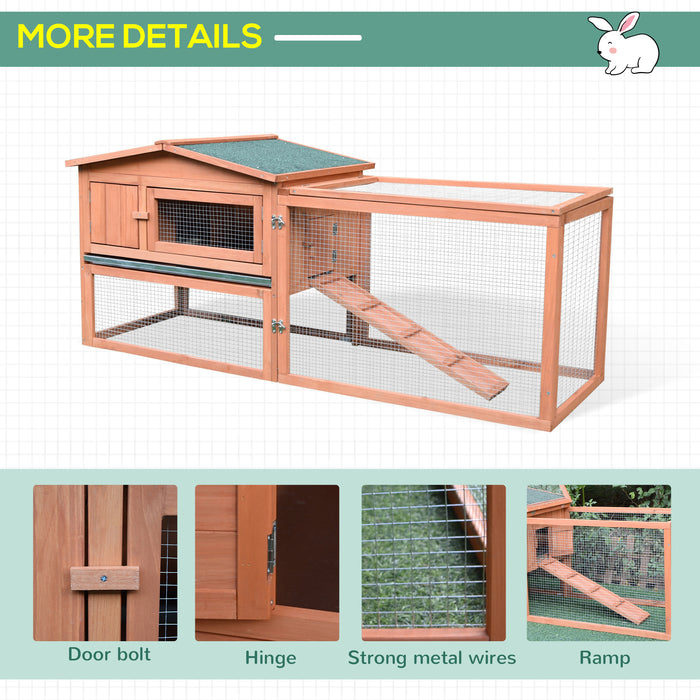 2 Tier Wooden Rabbit Hutch with Run Guinea Pig hutch House for Outdoor Garden Backyard