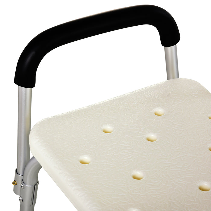 Adjustable Shower Chair, Shower Seat, Portable Medical Stool with Adjustable Back and Armrest for Mobility