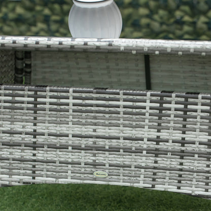 6-Seater Rattan Dining Set Garden Furniture Patio Rectangular Table Cube Chairs Outdoor Fire Retardant Sponge Grey