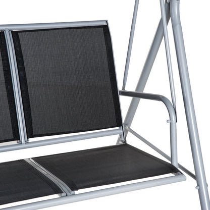 3 Seater Patio Swing Chair Garden Hammock Bench Rock Shelter Shade Metal Black