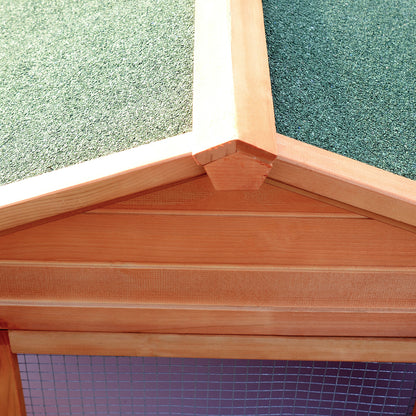 Wooden Rabbit Hutch Outdoor Run, Guinea Pig Hutch, Two-Storey Bunny House, Pet Habitat Animal Cage with Ramp, 309 x 79 x 86 cm