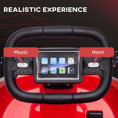 6V Electric Kids Bumper Car, 6V Spin Waltz Car, with Music, Horn, Lights - Red