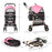 Detachable Pet Stroller, 3 In 1 Dog Cat Travel Carriage, Foldable Carrying Bag w/ Universal Wheels, Brake, Canopy, Basket, Storage Bag - Pink