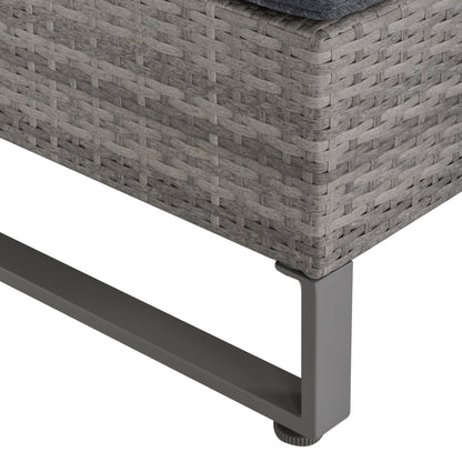Outsunny 4 PCs PE Rattan Wicker Set Outdoor Conservatory Furniture Lawn Patio Coffee Table w/ Side Storage Box & Cushion, Grey
