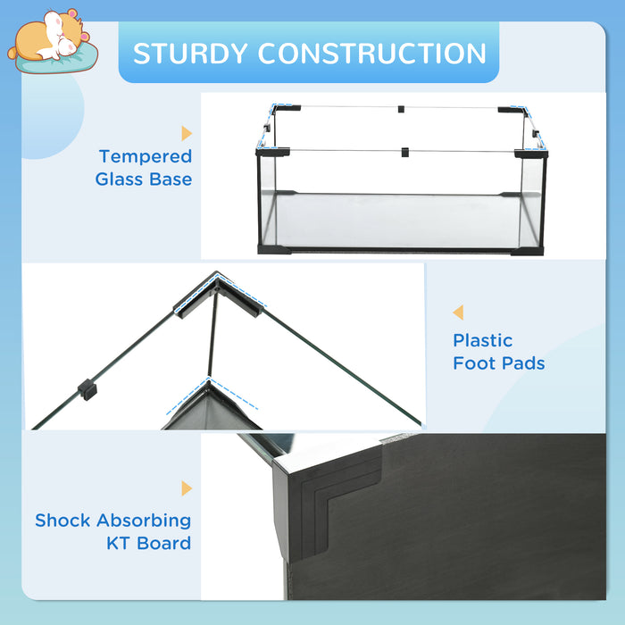 3 Tiers Hamster Cage, Gerbil Cage with Deep Glass Bottom, Non-Slip Ramps, Platforms, Hut, Exercise Wheels, Water Bottle, Dish, for Syrian Hamster, Dwarf Hamster, 60 x 40 x 57cm