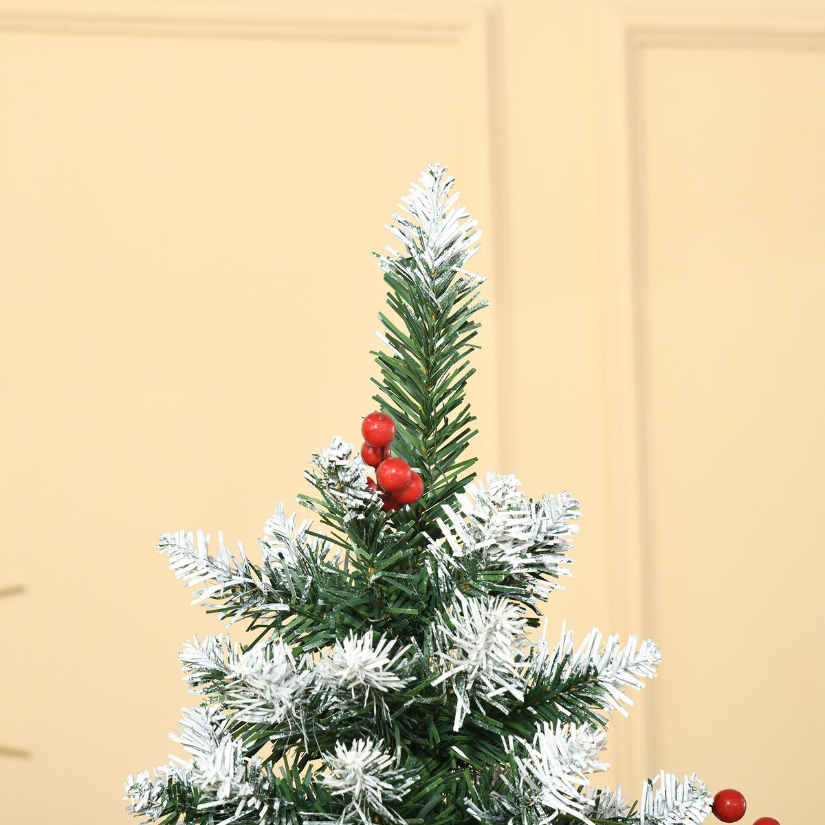 6ft Snow-Flecked Artificial Christmas Tree with Red Berries, Pinecones & 618 Tips