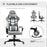 Racing Gaming Chair with Lumbar Support, Headrest, Swivel Wheel, PVC Leather Gamer Desk Chair for Home Office, Grey White