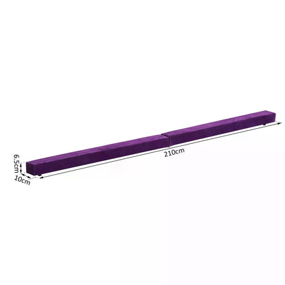 HOMCOM 2.4M 8FT Gymnastics Folding Balance Beam Home Gym Training Exercise Sports - Purple