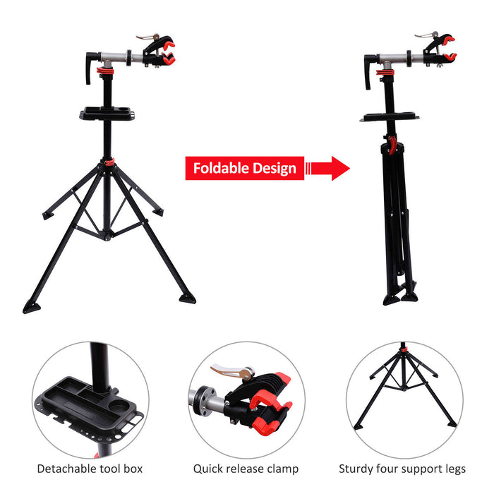 Folding Bike Cycle Bicycle Maintenance Repair Stand Display Rack Tool Adjustable