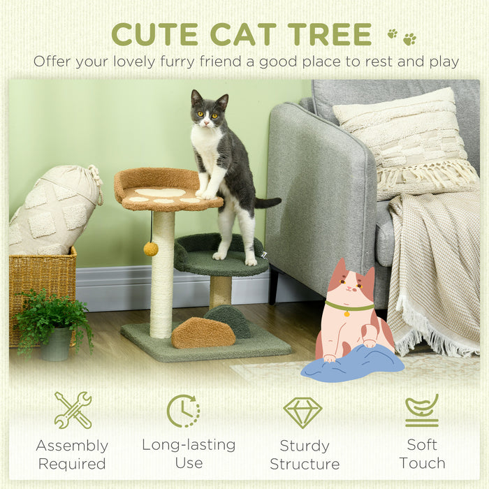 Small Cat Tree for Indoor Cats, Scratching Posts with 2 Beds, Toy Ball, 43 x 39 x 52cm