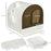 Cat Litter Box Kitten Litter Tray w/ Hood, Scoop, Filter, Flap Door, 43 x 44 x 47cm - White