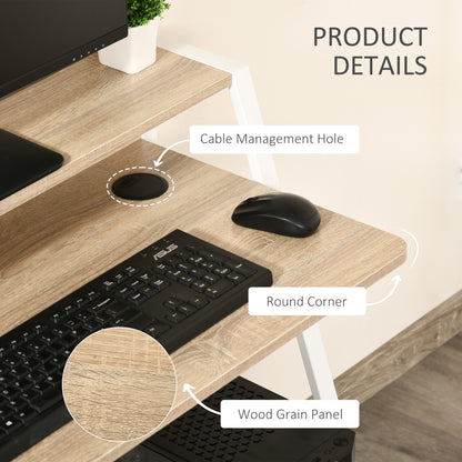 Writing Desk Computer Table Home Office PC Laptop Workstation Storage Shelf Color White and Oak