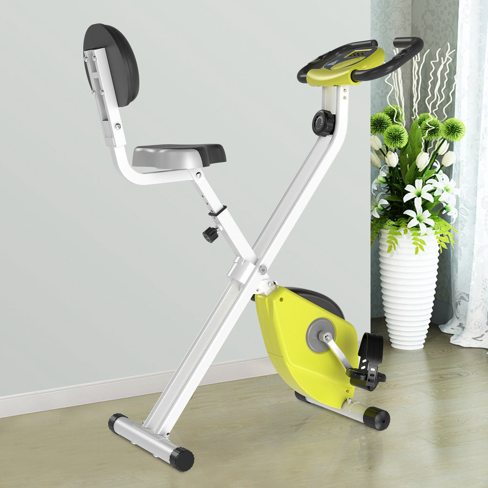 HOMCOM Exercise Bike Fitness Bicycle Indoor trainer Foldable 8-level Magnetic Resistance Adjustable w/LCD Monitor Pulse Sensor