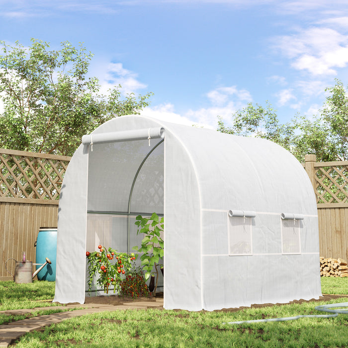 2.5 x 2 x 2 m Large Galvanized Steel Frame Outdoor Poly Tunnel Garden Walk-In Patio Greenhouse - White