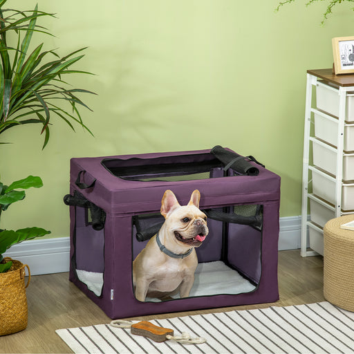 69cm Pet Carrier, Cat Carrier Cat Bag, Pet Travel Bag w/ Cushion, Carry Bag, for Miniature and Small Dogs - Purple