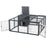 Rabbit Hutch Guinea Pig Run House Small Animal Bunny Cage Duck House Hideaway Chinchilla Cage Outdoor Indoor with Openable Roof Grey 123x120x52cm