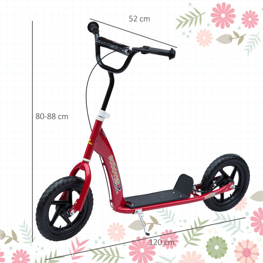 Teen Push Scooter Kids Children Stunt Scooter w/ 12" EVA Tyres, Red