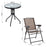 3 Piece Patio Furniture Garden Bistro Set Outdoor 2 Folding Chairs 1 Tempered Glass Table  Adjustable Backrest Metal - Brown