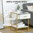 Modern Bedside Table, Bedside Cabinet with Drawer Shelf, Storage Organizer for Bedroom, Living Room, White and Gold