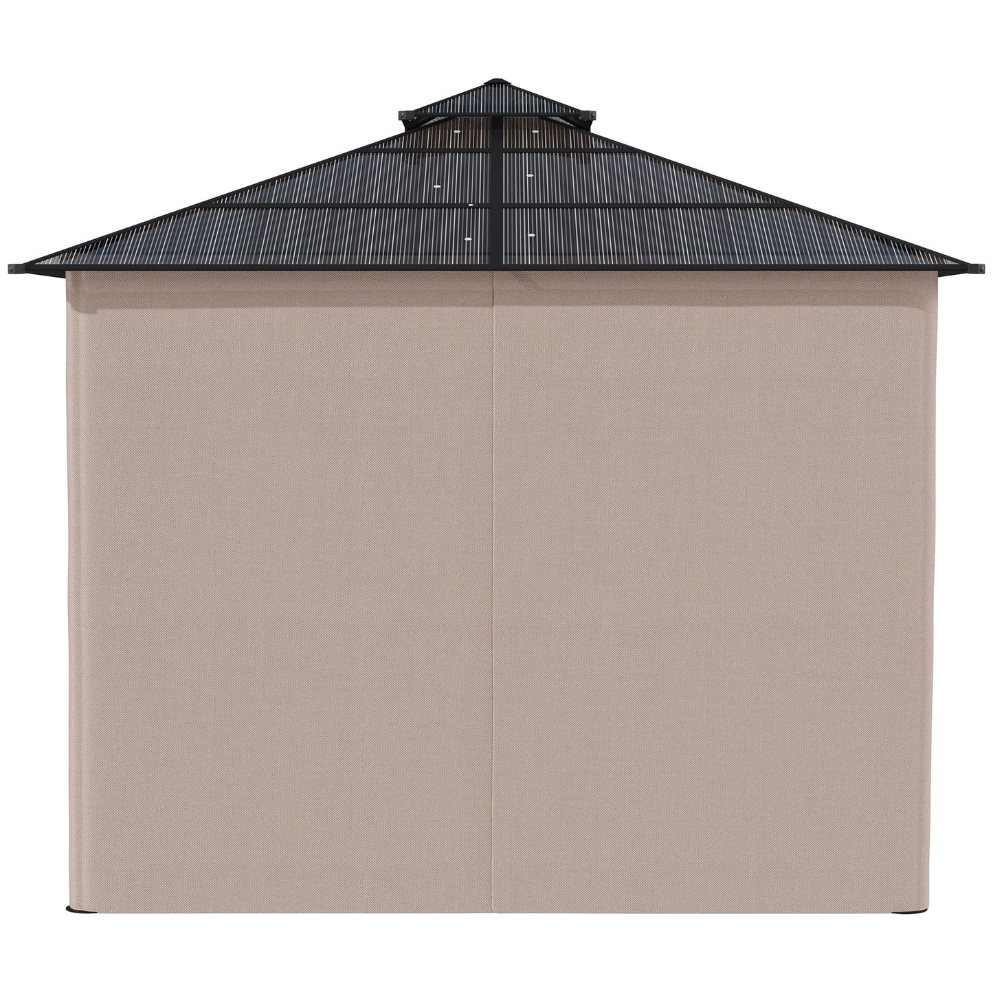 3 x 3m Outdoor Polycarbonate Gazebo with Double Roof, Galvanised Steel Frame and Curtains