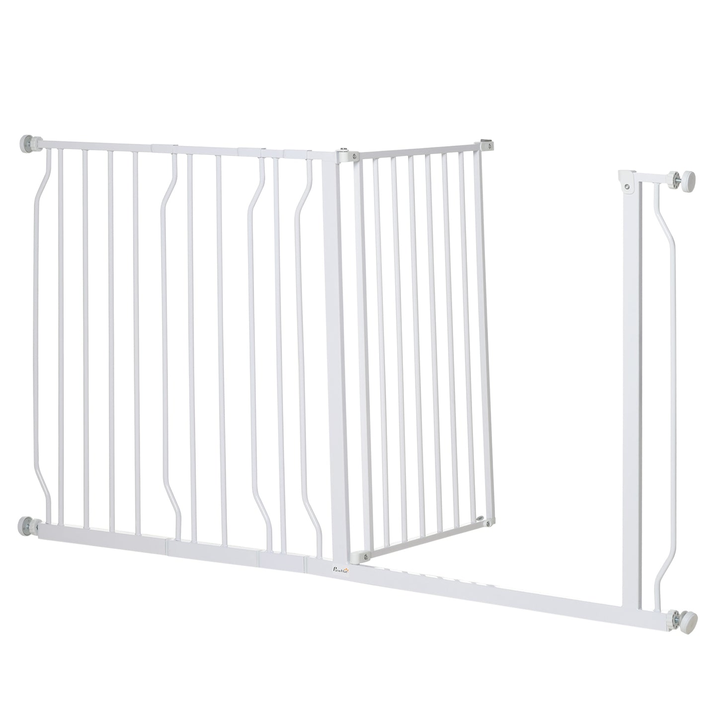 Dog Gate Wide Stair Gate w/ Door Pressure Fit Pets Barrier for Doorway, Hallway, 76H x 75-145W cm - White