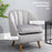 Accent Chair Velvet Fabric Single Sofa Armchair Home Living Room Solid Wood Leg Upholstered Side Armchair Grey