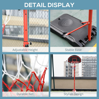 HOMCOM Basketball Stand Net Hoop Backboard Portable 155-210cm Hoop Height Adjustable with Wheels for Kids Sports Fun