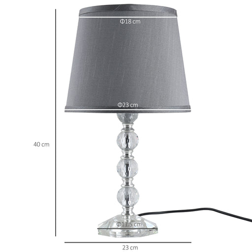 Crystallite Table Lamp w/ Fabric Lampshade Switch Beautiful Glass Elegant Reflective Home Bedroom Furnishing Freestanding