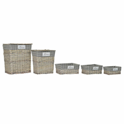 Basket set DKD Home Decor Polyester wicker Traditional (47 x 34 x