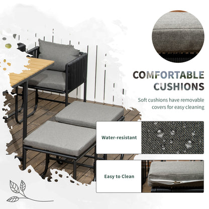 Outsunny Patio 11 PCs PE Rattan Dining Set, Garden Round Wicker 10-seater Table & Chair Sets, with Wood Grain Plastic Top, Space-saving Design, for Indoor & Outdoor, Black