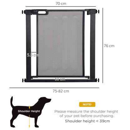 Pressure Fit Safety Gate for Doorways and Staircases, Dog Gate w/ Auto Closing Door, Pet Barrier for Hallways w/ Double Locking, Openings 75-82 cm - Black