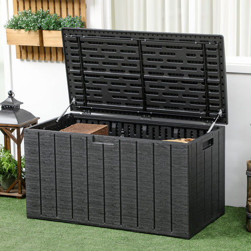 336 Litre Extra Large Outdoor Garden Storage Box, Water-resistant Heavy Duty Double Wall Plastic Container with Wheels and Handles
