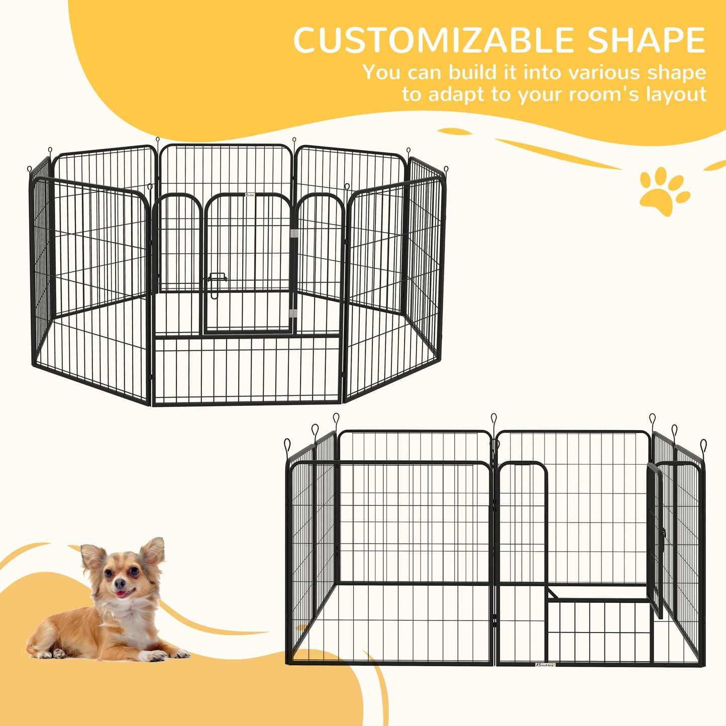 Heavy Duty Puppy Play Pen, 8 Panels Pet Exercise Pen for Indoors, Outdoors, Pet Playpen for Medium, Small Dogs, 79Hcm