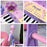 Mini Electronic Organ Piano W/Microphone and Stool-Purple/Pink