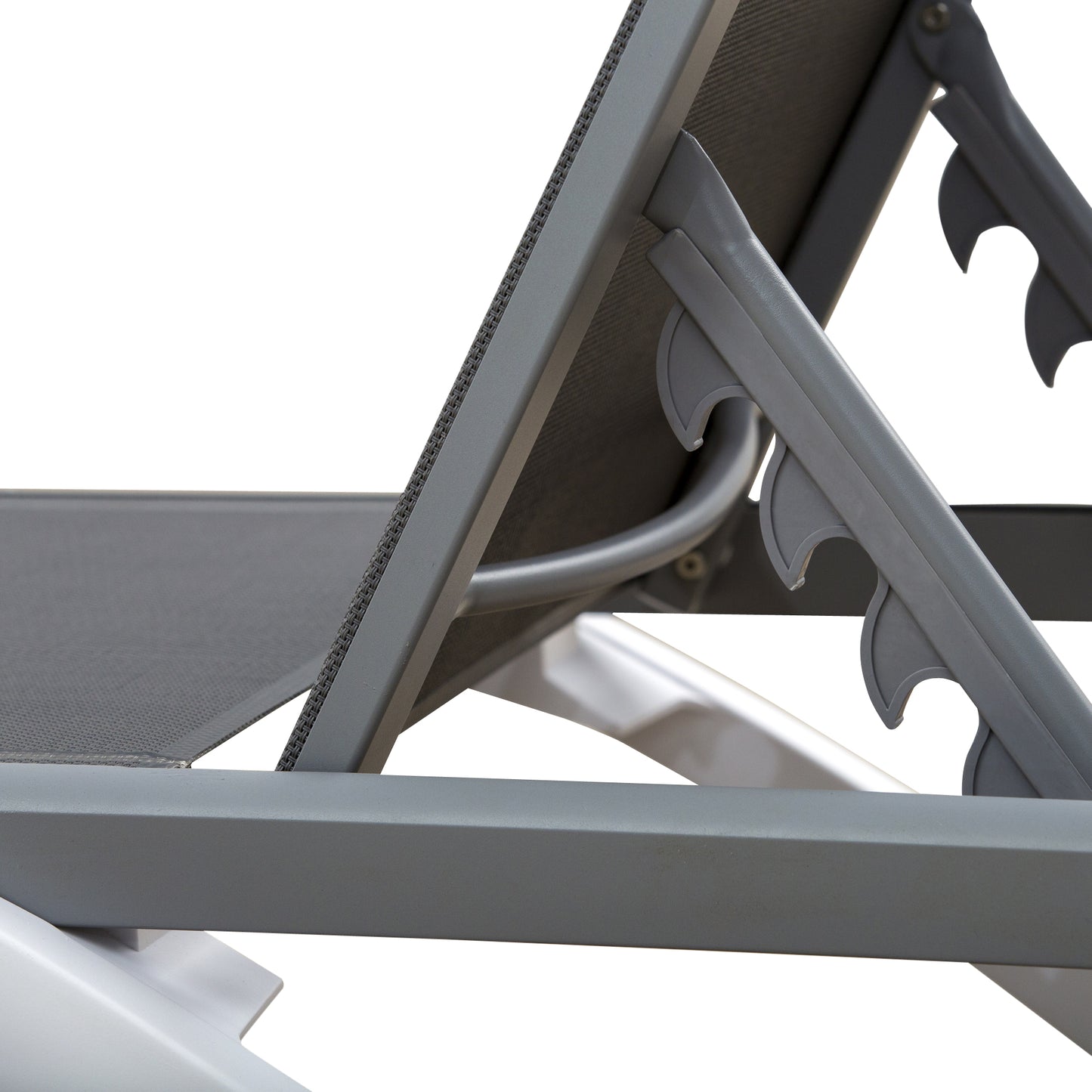 Portable Outdoor Chaise Lounge, with Adjustable Back, Breathable Texteline, Light Grey