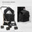 Detachable Pet Stroller, 3 In 1 Dog Cat Travel Carriage, Foldable Carrying Bag w/ Universal Wheels, Brake, Canopy, Basket, Storage Bag - Black