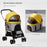 Detachable Pet Stroller, 3 In 1 Dog Cat Travel Carriage, Foldable Carrying Bag w/ Universal Wheels, Brake, Canopy, Basket, Storage Bag - Yellow