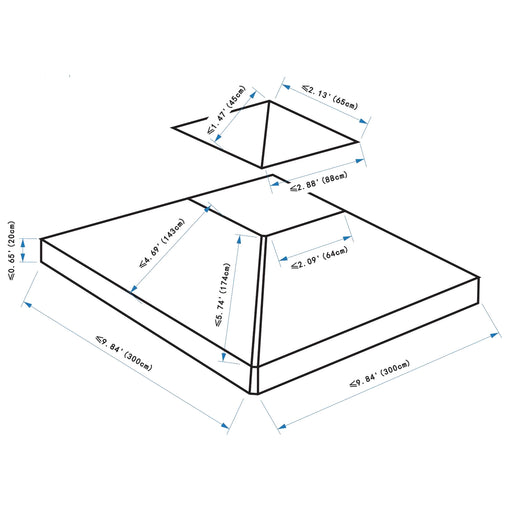 3 x 3(m) Gazebo Canopy Roof Top Replacement Cover Spare Part Deep Grey (TOP ONLY)