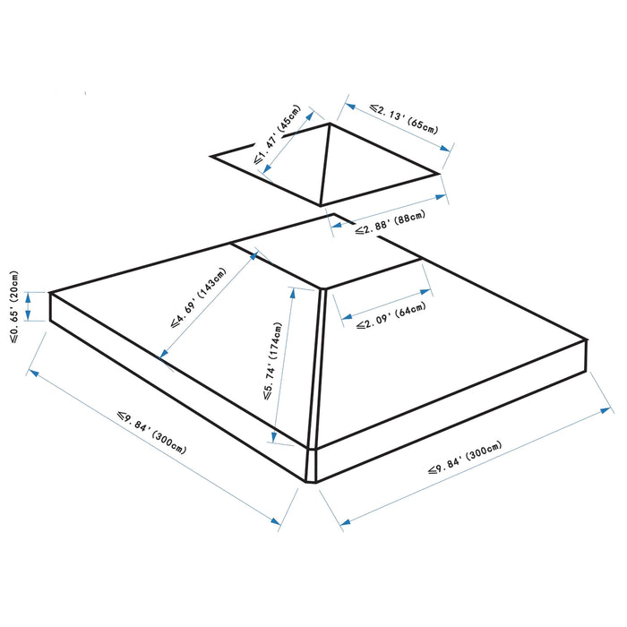 3 x 3(m) Gazebo Canopy Roof Top Replacement Cover Spare Part Deep Grey (TOP ONLY)